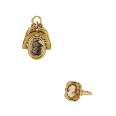 Konvolut: Gemmen-Onyx-Ring und Gemmen-Siegel-Anhänger - Foto 1