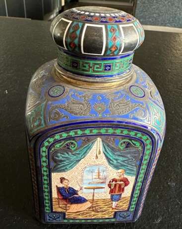 Russian silver enamel tea caddy Pavel Ovchinnikov 19th century - Foto 2