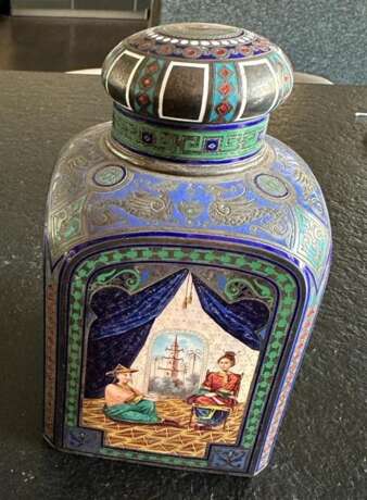 Russian silver enamel tea caddy Pavel Ovchinnikov 19th century - Foto 4