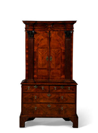 A NORTH EUROPEAN WALNUT AND MARQUETRY-INLAID CABINET-ON-CHEST - фото 1