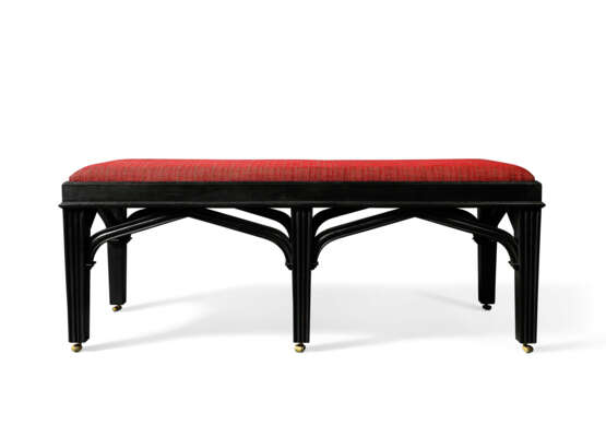 A GEORGE III-STYLE BLACK-PAINTED BENCH - photo 2