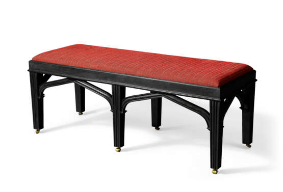 A GEORGE III-STYLE BLACK-PAINTED BENCH - photo 4