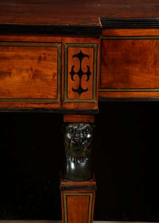 A REGENCY BRASS-INLAID MAHOGANY, BRONZED AND EBONY SERVING TABLE AND PAIR OF PEDESTALS - фото 2