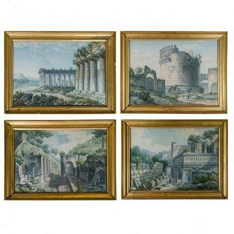 A SET OF FOUR LARGE WATERCOLORS OF ANCIENT RUINS - photo 1