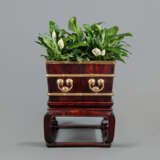 A CHINESE BRASS-MOUNTED HONGMU AND TIELIMU ICE CHEST - photo 1