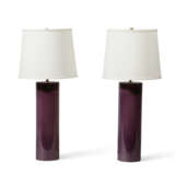 A PAIR OF PURPLE-GLAZED PORCELAIN TABLE LAMPS - photo 1