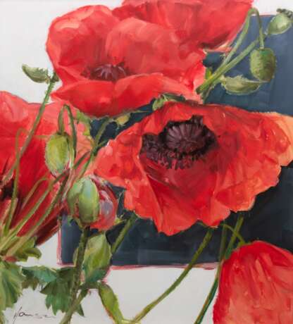 Klaes, Wienand-Pseudonym Hansen (1940) "Mohn", Öl/ Lw., sign. u.l., mit Originalbrief, 80x90 cm, Rahmen - photo 1