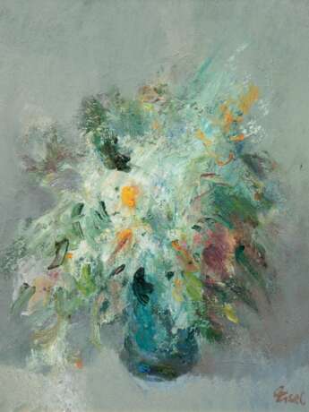 Eisel, Fritz (1929 Lauterbach, Hessen-2010 Langen Brütz) "Blumenstrauß", Öl/ Hartfaser, sign. u.r., 44,5x34 cm, Rahmen - Foto 1
