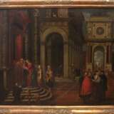 Altmeister 17. Jh. "Dänisches Schloß mit eleganten Herrschaften", Öl/ Lw., doubliert, unsign., min. fleckig u.l. 100x121 cm, Rahmen - фото 1
