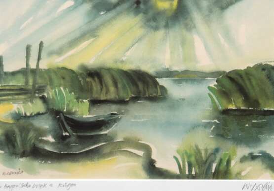 "Hagensche Wieck- Rügen", Aquarell, undeutl. sign., 25x34 cm, im Passepartout hinter Glas - фото 1