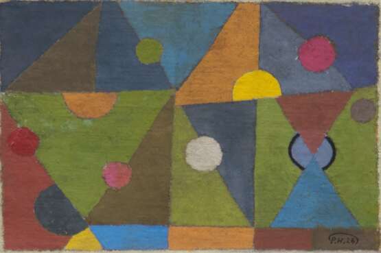Hartmann, Paul (1890 Leipzig-1958 ebenda) "Figürlich Abstrakt", Öl/ Papier, monogr. u.r. und dat. ´26, 15,5x22 cm, im Passepartout hinter Glas und Rahmen - photo 1