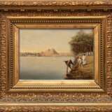 Maler um 1900 "Pyramiden von Gizeh in Ägypten", Öl/ Platte, undeutl. sign. u.r., 22x31 cm, Rahmen - Foto 2