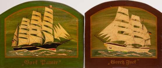 Paar Schiffsbilder "Gorch Fock" und "Bark Pamir", Öl/Holz, undeutl. sign., je 25x31 cm - photo 1