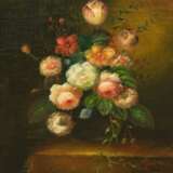 "Blumenstilleben", Öl/ Platte, sign. u.r., craqueliert, 60,5x50 cm, Rahmen - photo 1