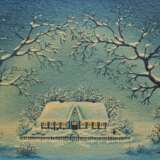 Mosbacher, Helga (geb. 1940 in Hamburg) "Haus in verschneiter Winterlandschaft", Öl/Platte, sign. u.r., 14x23,5 cm, Rahmen - Foto 1
