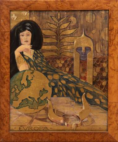 Schenck, Toge (?- 2023) "Europa", Öl/Holz, signiert und datiert 1982, 46x36,5 cm, Rahmen - Foto 1 Schenck, Toge (?- 2023) "Europa", Öl/Holz, signiert und datiert 1982, 46x36,5 cm, Rahmen - Foto 1