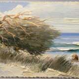 "Windflüchter auf Hiddensee", Öl/ Pappe, unsign., 8x13 cm, Rahmen - Foto 1