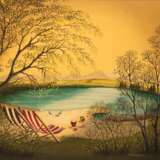 Mosbacher, Helga (geb. 1940 in Hamburg) "Sommer am See", Öl/ Lw./ Platte, sign. u.r., 30x40,5 cm, Rahmen - photo 1