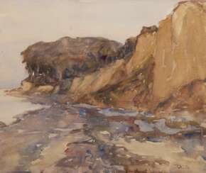 Hennemann, Karl (1884 Waren-1972 Schwerin) &quot;Steilküste Heiligendamm&quot;, Aquarell, monogr. u.r. und dat. ´56, verso Nachlaßstempel, 28,5x33,5 cm, hinter Museumsglas und Rahmen