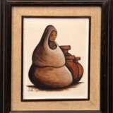 Ortiz, J. "Mutter mit Kind", Öl/ Hartfaser, sign. u.l., 24,5x19 cm, Rahmen - Foto 1