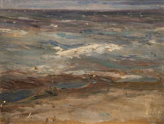 Gimpel, Bruno (1886 Rostock-1943 Niederpoyritz) "Seestück", Öl/ Mp. sign. u.r., mehrere kl. Farbabplatzungen, 49x62 cm, Rahmen (Studium in Düsseldorf und Dresden, war als Gebrauchsgrafiker und Maler in Rostock … - Foto 1