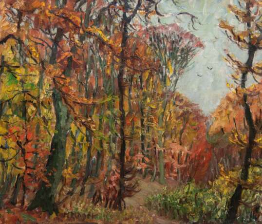 Hager, Marie (1872 Penzlin-1947 Burg Stargard) "Herbst", Öl/ Lw., sign. u.l., 65x76 cm, Rahmen (Schülerin von Eugen Bracht, Mitglied d. Allgemeinen Deutschen (Künstlergenossenschaft und d. Vereins Berliner Küns… - Foto 1