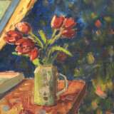 Wagner, Carl "Blumenstilleben mit Tulpen im Krug", Öl/ Lw., sign. u.r., 60x47 cm, Rahmen - photo 1
