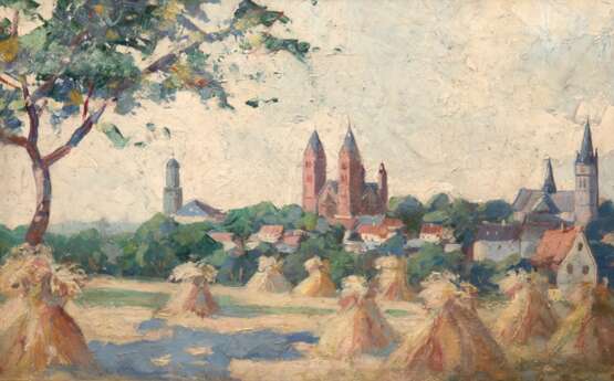 Mercker, Erich (1891 Zabern-1973 München) "Blick auf den Dom von Limburg", Öl/ Platte, sign. u.r., 40,5x62 cm, Rahmen - photo 1