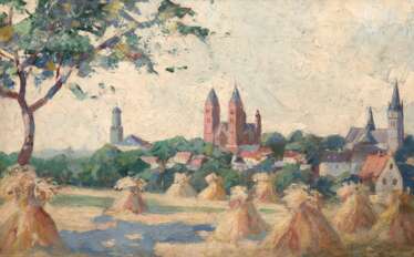 Mercker, Erich (1891 Zabern-1973 München) &quot;Blick auf den Dom von Limburg&quot;, Öl/ Platte, sign. u.r., 40,5x62 cm, Rahmen