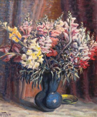 Timm, W. "Stilleben mit Blumenstrauß in blauer Vase", Öl/Mp., sign. u.l., 45x37 cm, Rahmen - Foto 1