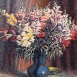 Timm, W. "Stilleben mit Blumenstrauß in blauer Vase", Öl/Mp., sign. u.l., 45x37 cm, Rahmen - Foto 1