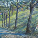 Monogrammist EF "Am Wegesrand sitzendes Mädchen", Gouache, monogrammiert und dat. `28 u.l., 38x58 cm, hinter Glas im Passepartout und Rahmen - photo 1