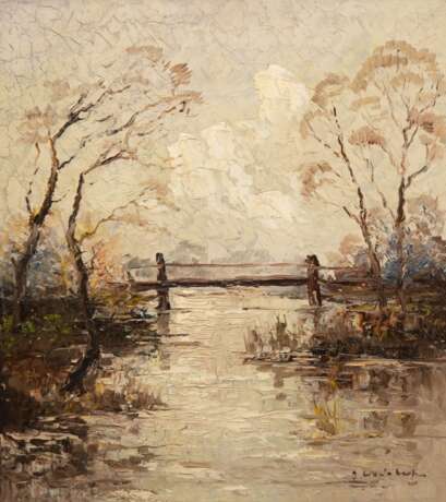 Lukas-Larsen, Gerhard (1911 Swinemünde-1965 Düsseldorf) "Moorlandschaft", Öl/ Hartfaser, sign. u.r., 60x50 cm, Rahmen (besch.) - photo 1