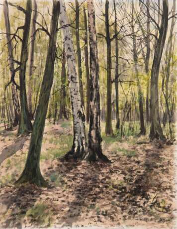 Kanka, Rudolf (1899 Böhmisch-Leipa- 1988 Meißen) "Maimorgen", Aquarell/Papier, signiert und datiert '77 u.r.., rücks. betitelt, 48x36 cm, ungerahmt (Kanka studierte an der Akademie für Bildende Künste Dresden u… - Foto 1