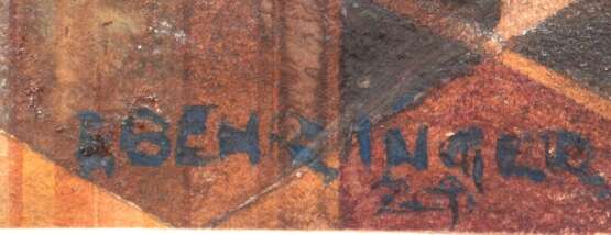 "Im Schloßsaal", Mischtechnik/Papier/ Pappe, sign. "Behringer", Pappe an den Rändern min. besch., 52x88,5 cm, ungerahmt - фото 2