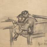 Bremer, Hans (1885 Berlin-1959 Berlin) "Frau mit Mädchen auf dem Sofa", Zeichnung/ Pergament, sign. u.r. und dat. 1920, 23,5x28,5 cm, ungerahmt (1903 -1913 Studium an der Staatlichen Hochschule der Bildenden Kü… - photo 1