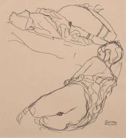 Klimt, Gustav (1862 Baumgarten-1918 Wien) "Aktstudie", Heliogravure, in der Platte sign., 19x17 cm, im Passepartout hinter Glas und Rahmen - photo 1