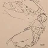 Klimt, Gustav (1862 Baumgarten-1918 Wien) "Aktstudie", Heliogravure, in der Platte sign., 19x17 cm, im Passepartout hinter Glas und Rahmen - photo 1