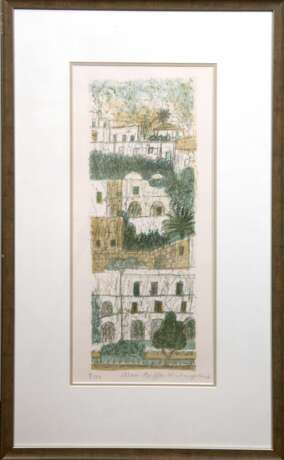 Pfeifer-Watenphul, Max (1896 Weferlingen-1976 Rom) "Südländische Stadtansicht", Farblitho., nummeriert 1/20, handsign., 51,5x21,5 cm, im Passepartout hinter Glas und Rahmen - photo 1