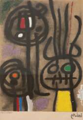 Miro, Joan (1893 Barcelona-1983 Palma) &quot;Figürlich Abstrakt&quot;, Farblitho., 434/2000, Stempelsignatur, 32,5x23 cm, hinter Glas und Rahmen (Er war ein spanisch-katalanischer Maler, Grafiker, Bildhauer und Keramiker…