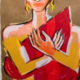 Bach, Elvira (1951 in Neuenhain) "Frau mit Herz", Farbserigraphie, 72/ 300, sign. und dat. ´97, 99x68 cm, im Passepartout hinter Glas und Rahmen - photo 1