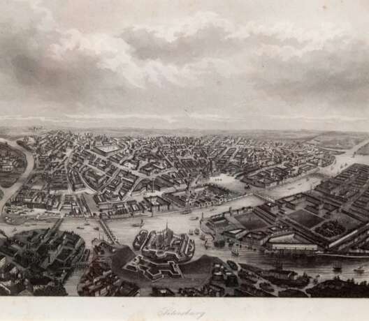 "Petersburg", Kupferstich, 15x19 cm, im Passepartout hinter Glas und Rahmen - photo 1