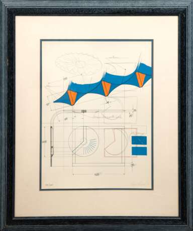 Bonalumi, Agostino (1935 Vimercate-2013 Desio) "Ohne Titel", Farbserigraphie, 177/ 300, sign. u.r. und dat ´81, 43x32 cm, im Passepartout hinter Glas und Rahmen (Bonalumi war ein italienischer Maler, der als ei… - photo 1