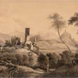 Künstler 19. Jh. "Ansicht von Bad Godesberg mit Blick auf die Ruine", Grafik, 19x27 cm, im Passepartout hinter Glas und Rahmen - photo 1