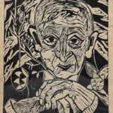 Kahnweiler-Holzschnitt "Porträt-Christa Wächtler-1937 Rostock", betitelt "Ostern bei Kahnweiler", handsign., bez. und dat. 1970, Blatt gebräunt und wellig, 43,5x32,5 cm, im Passepartout (stockfleckig)… - Foto 1