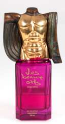 Parfüm-Flakon &quot;Les Beaux arts&quot;, als Verschluß Bronze von Miguel Berrocal (geb. 1933) &quot;Eros&quot; Torso mit abnehmbarem, 24 k vergoldetem Brustschild, braun patiniert, signiert und limitiert auf 14.999 Exem…