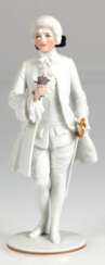 Figur &quot;Galanter Herr mit Rose&quot;, Wien, Augarten, z.T. polychrom bemalt, mit Goldstaffage, H. 19,5 cm