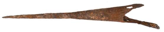 Lanzenspitze, Bodenfund, Eisen, stark korrodiert, L. 30 cm - photo 1