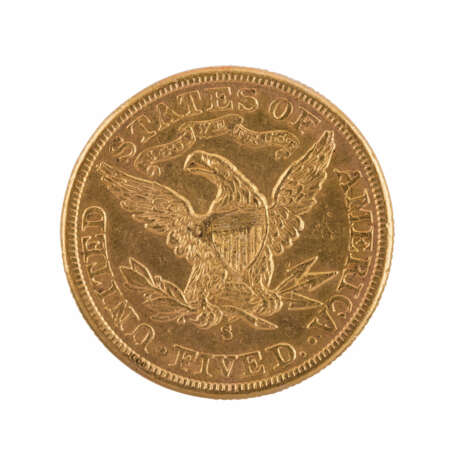 USA/GOLD - 5 Dollars 1887 S Liberty Head, - фото 2