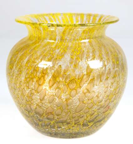 Murano-Vase, Balusterform, Klarglas mit gelben und dunklen Einschmelzungen und Lufteinschlüssen, H. 16,5 cm - фото 1